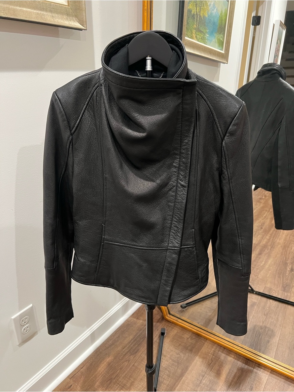 BCBGMaxAzria Moto Draped Leather Jacket
